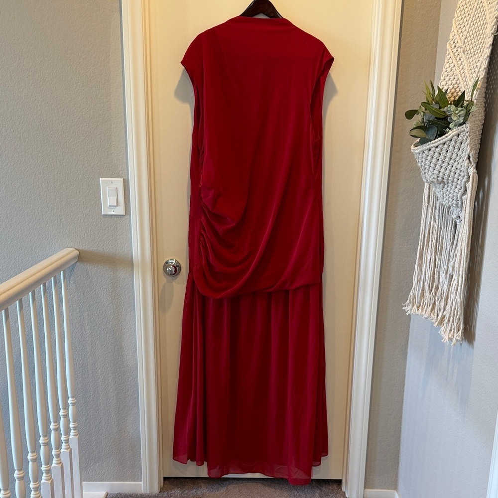 PrettyLittleThing Red Draped Maxi Dress